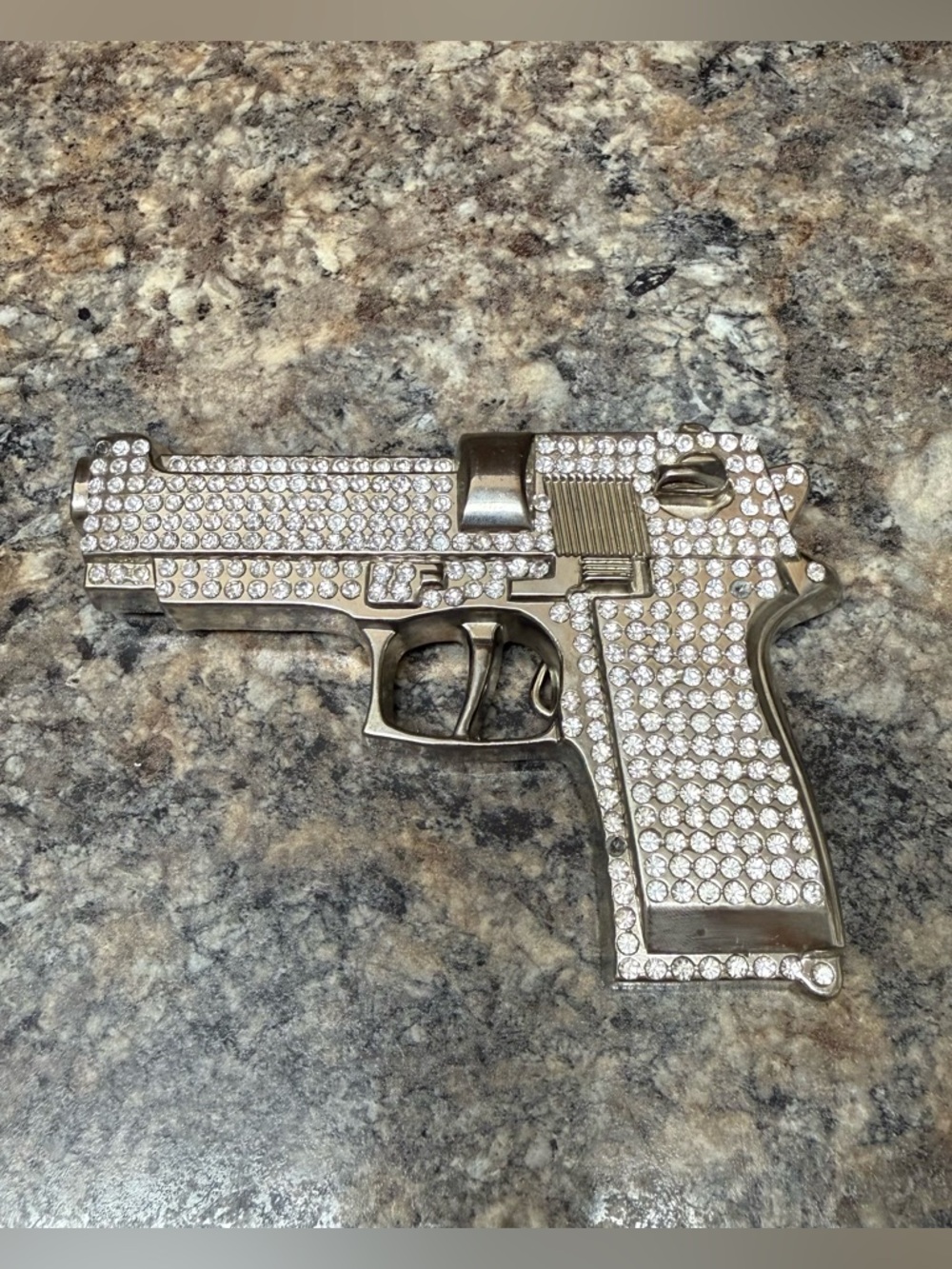 GUN THEME BELT BUCKLE ENCRUSTED WITH SPARKLING CRYSTALS - LARGE - GW-15